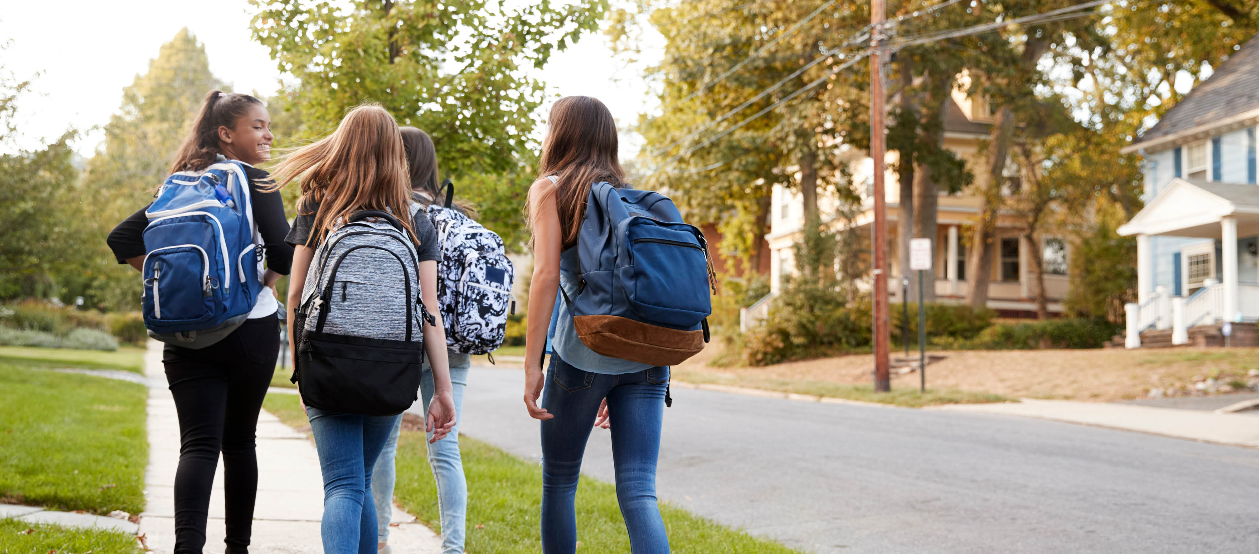 girls walking home from school