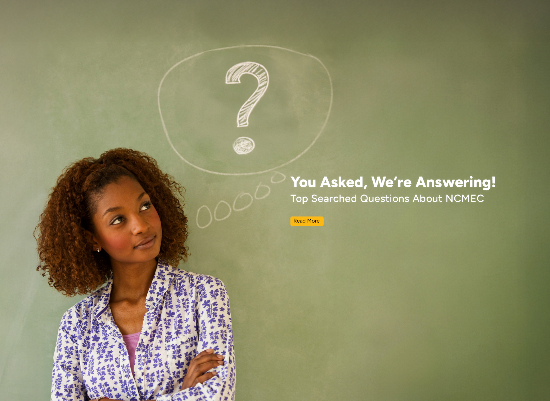 young black woman with a question mark above her head